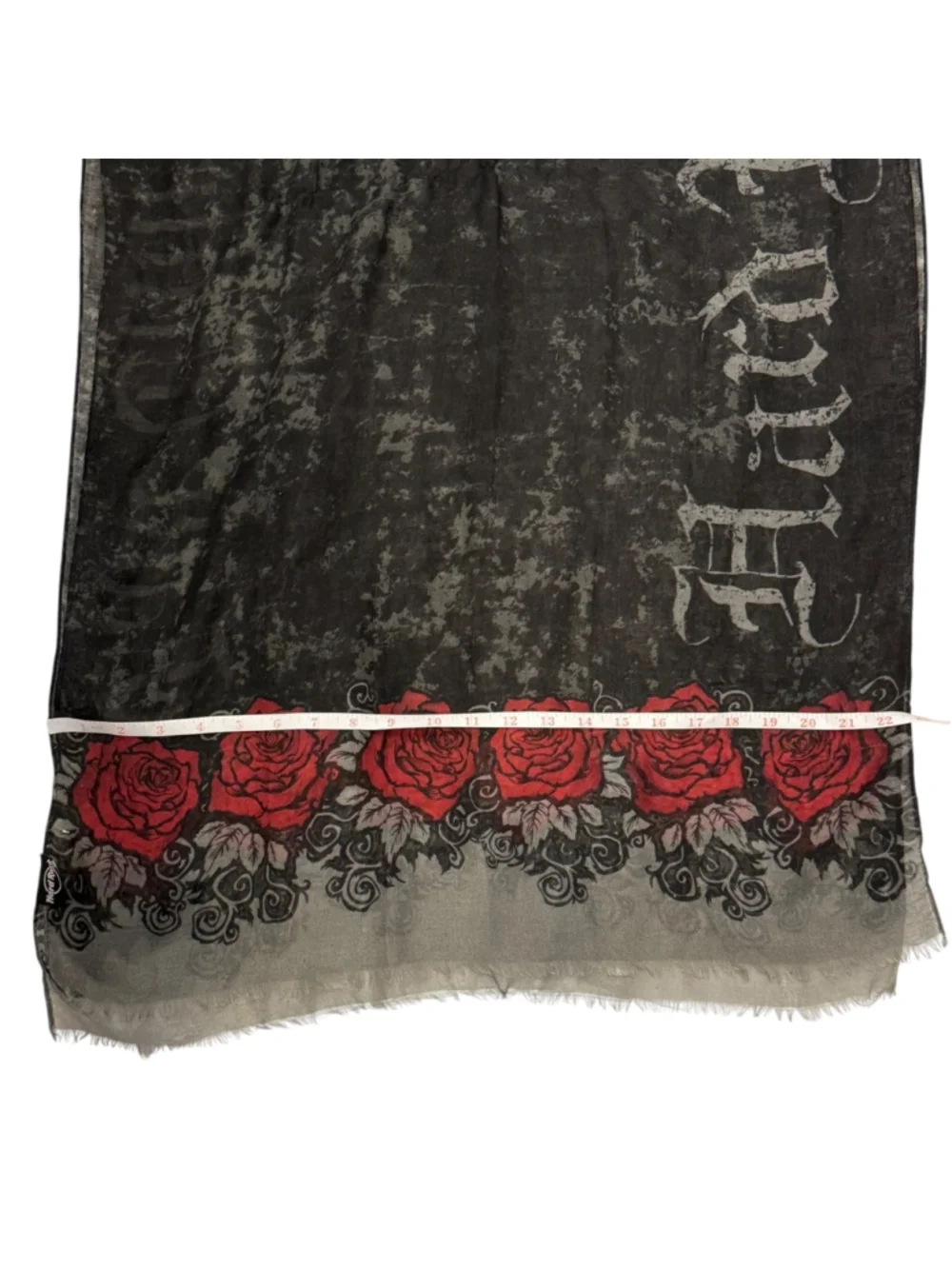 Hard Rock Take Time to Be Kind Rose Gothic Scarf Wrap Black Red